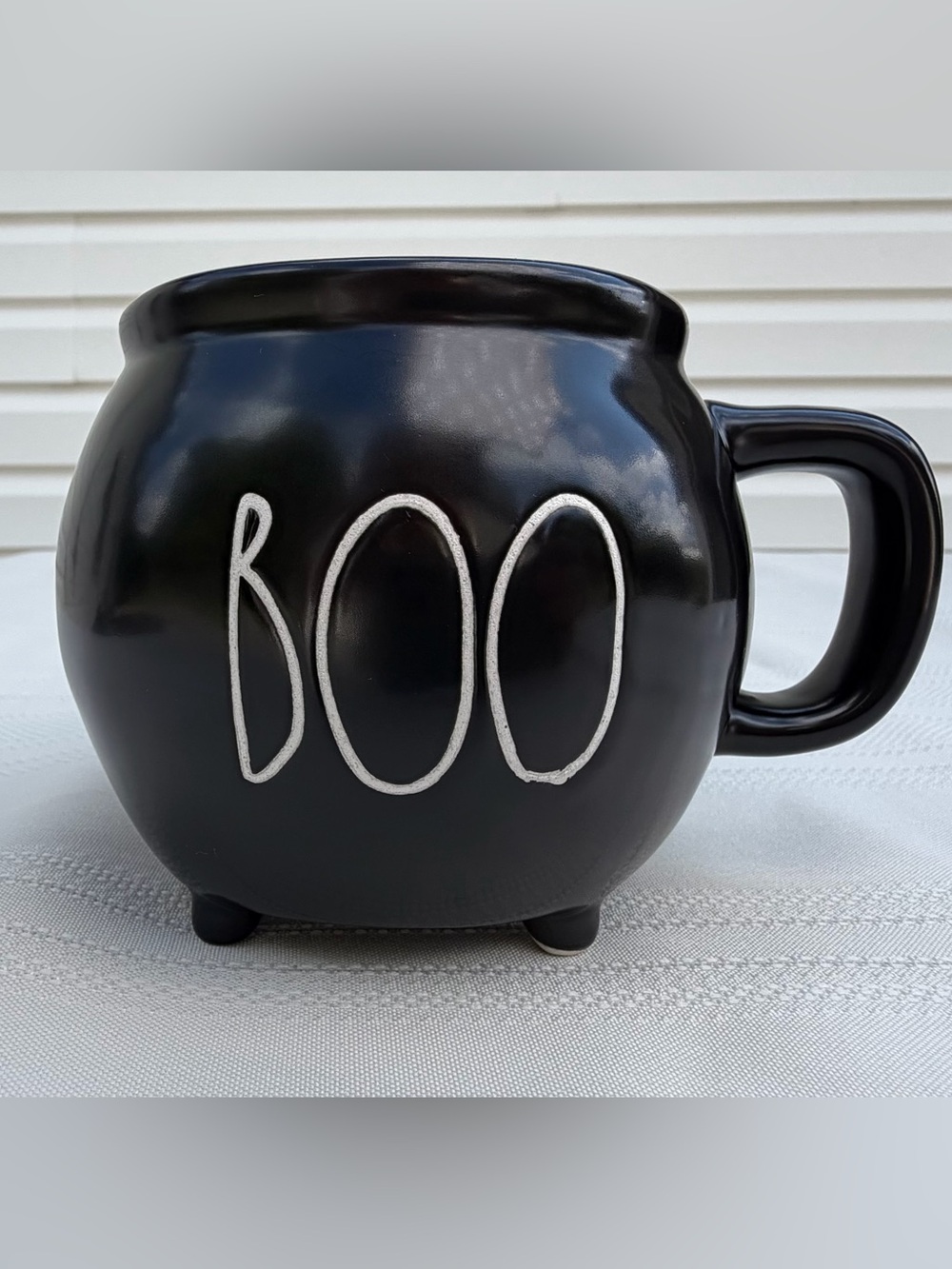 Rae Dunn BOO Halloween Cauldron Mug Black Footed Artisan Collection #187